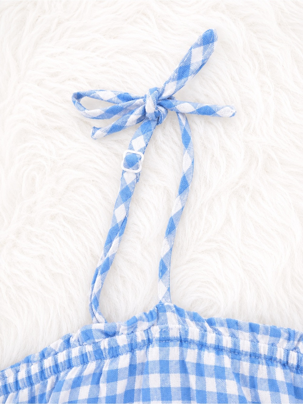 Sincerely Jules XL Blue Gingham Smocked Jumpsuit Wide Leg Pockets Cottagecore - Picture 3 of 5